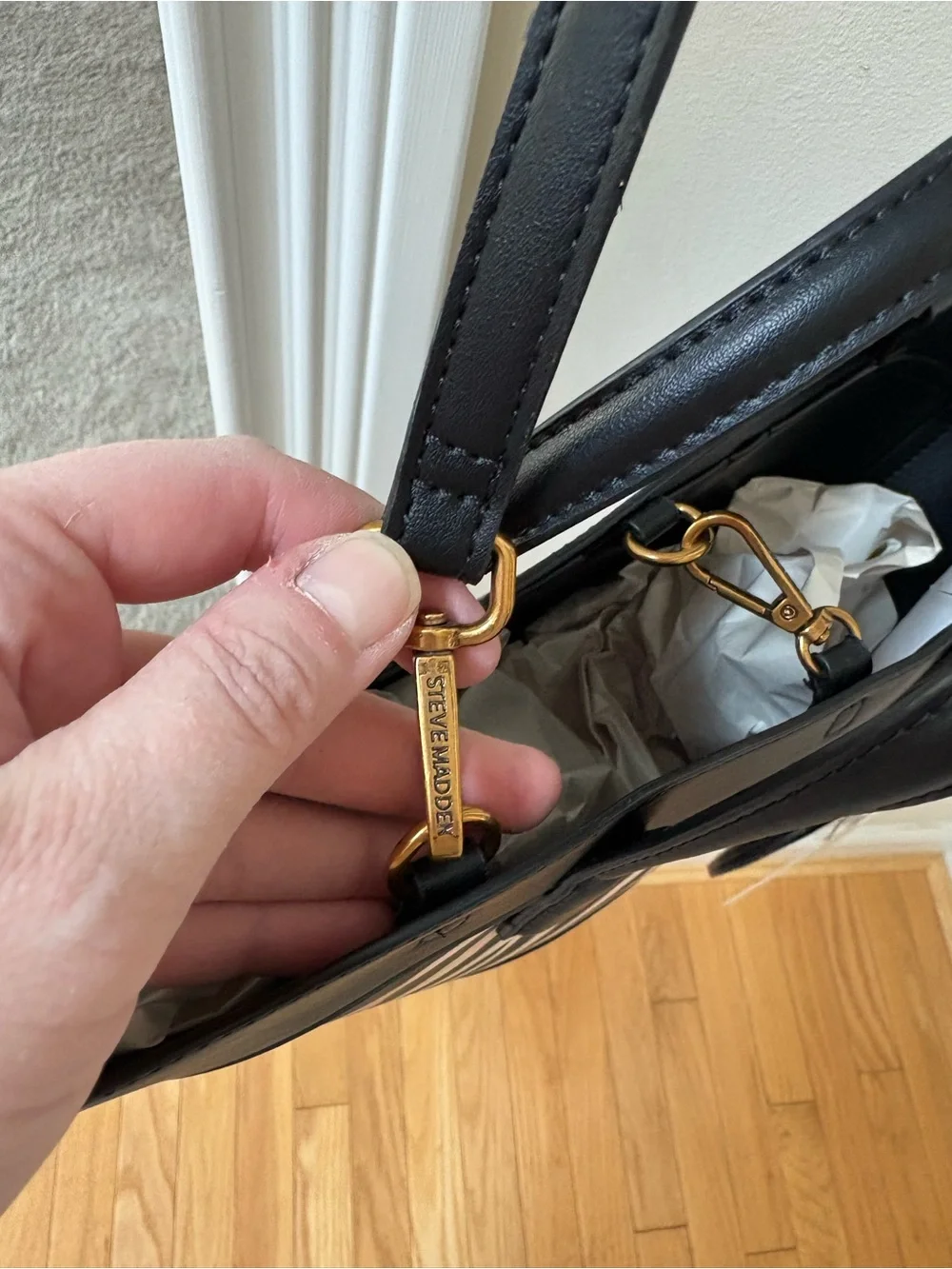 Steve Madden Black & White Zebra Print Satchel Bag